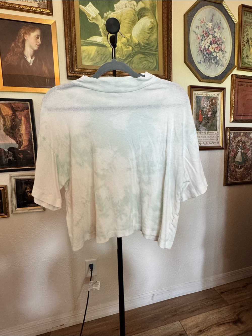 Free People Custom Up-Cycled Light Mint Tie-Dye Cropped Women’s Top M